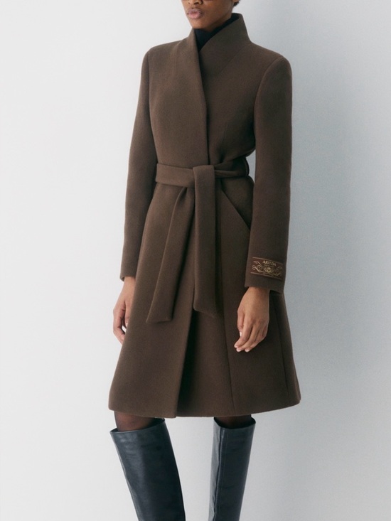 Aritzia Jackets & Blazers - NWT Aritzia heirloom Long Sleeve Belted Coat Dress in Brown xxs